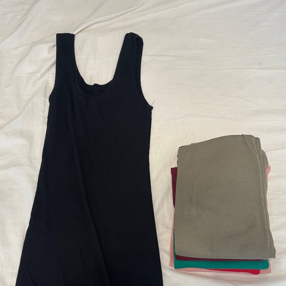 Basic Black Ribbed Tank Dress